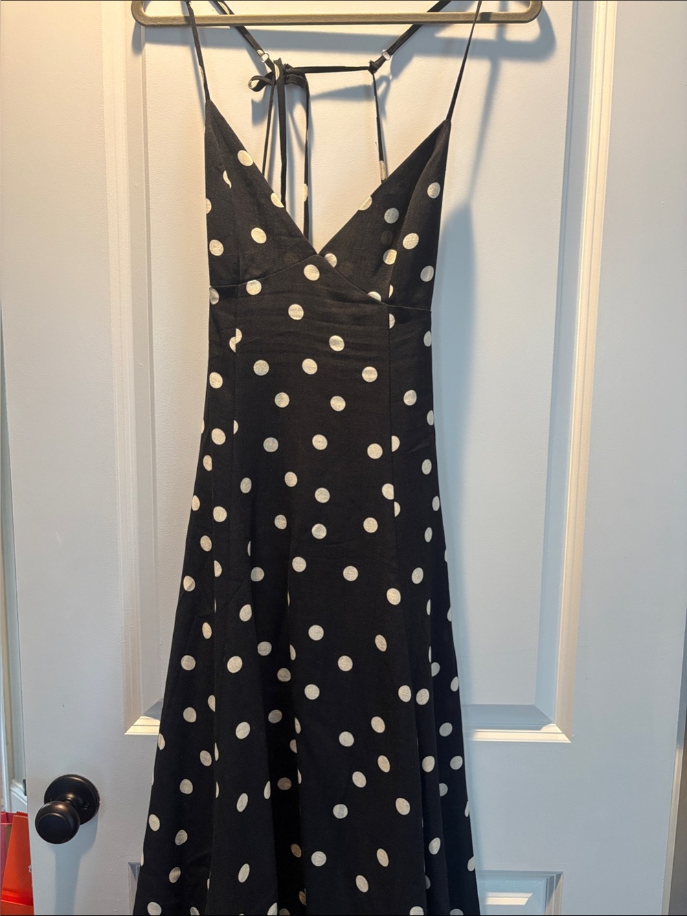 Lulus Oraya Black Polka Dot Tie-Back Midi Dress - Worn Once